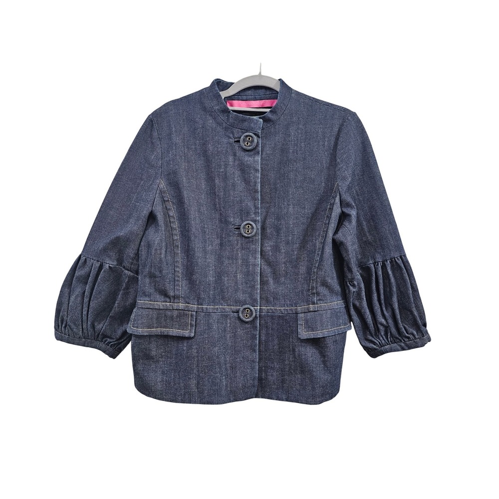 Emanuel Ungaro Paris Denim 3/4 Sleeve Jacket Blazer Sport Coat Quiet Luxury 46